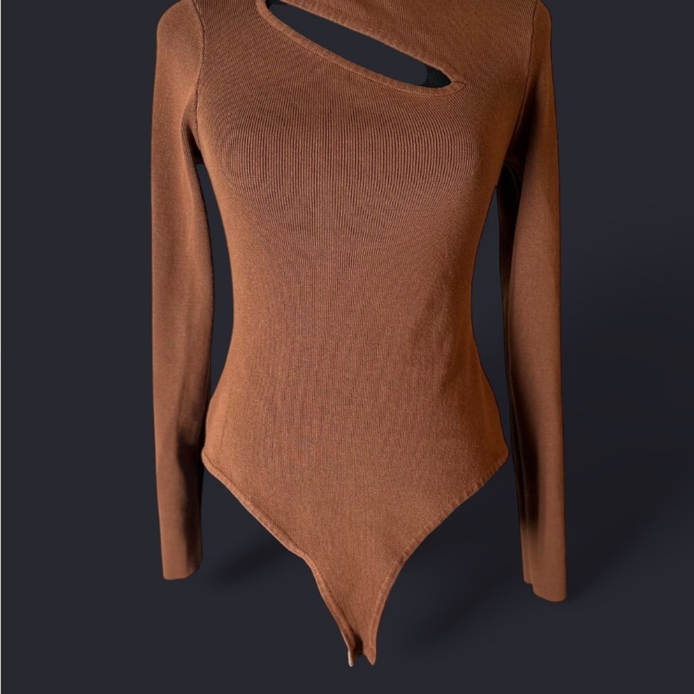 Fashion Nova Brown Cutout Bodysuit
